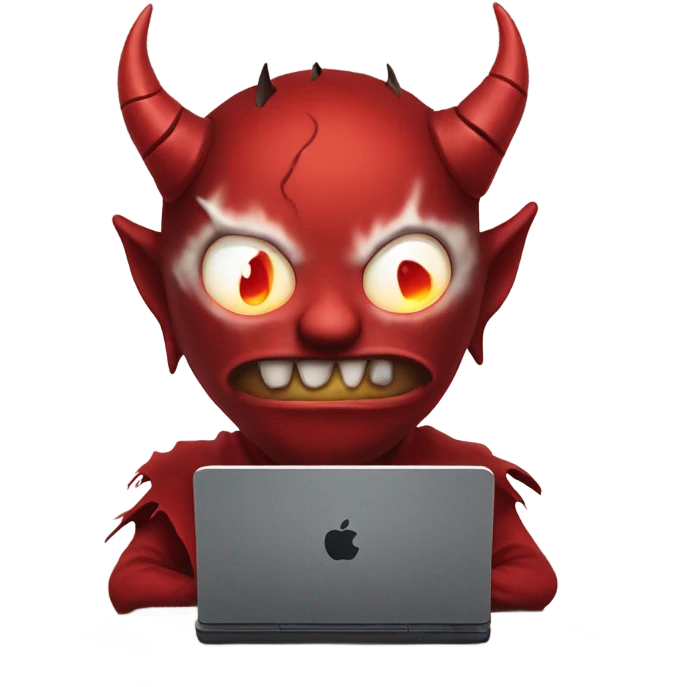 white demon in red in computer emoji