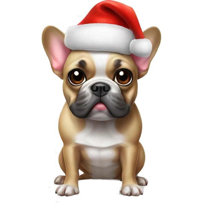 French bulldog in Santa hat emoji
