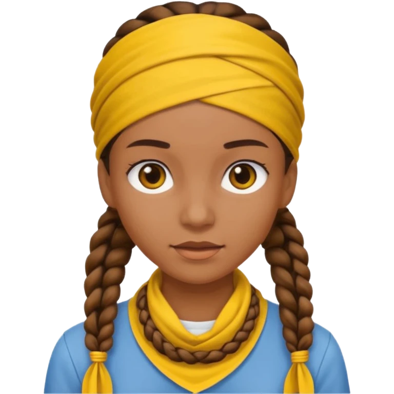 woman with brown braids and a yellow bandana emoji