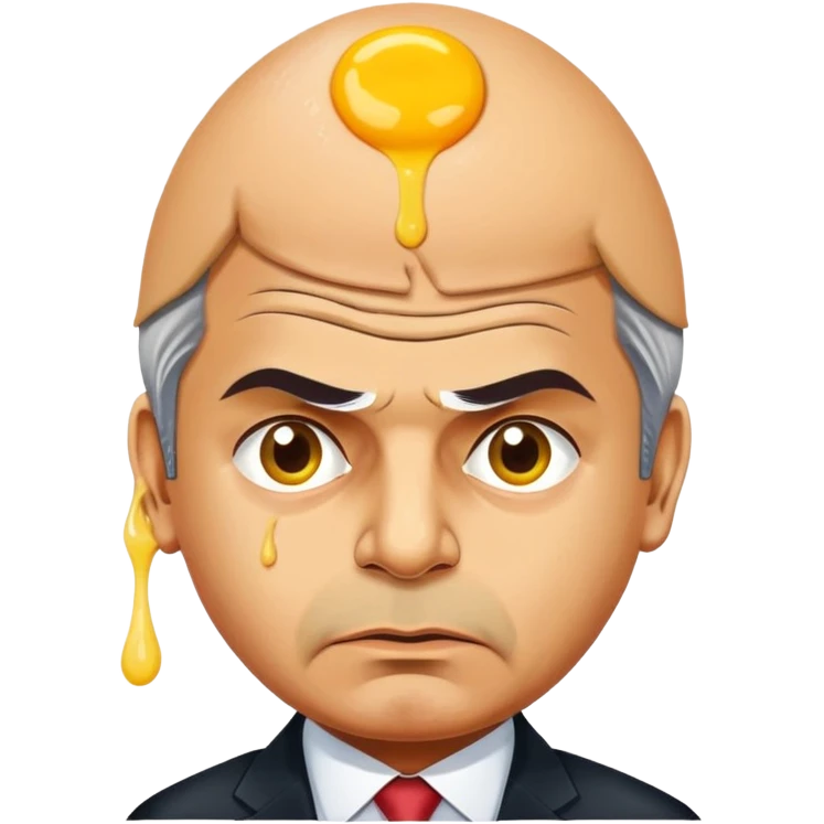 Pakistani Prime Minister Shehbaz Sharif with egg yolk dripping down his head, looking embarrassed emoji