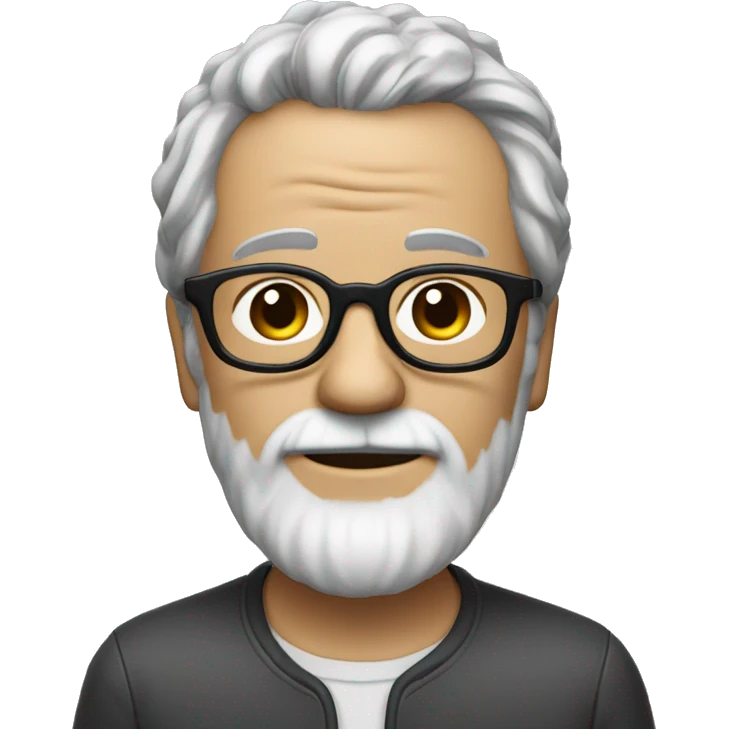 Man with thinning salt and pepper hair and glasses with a gray shitzu  emoji