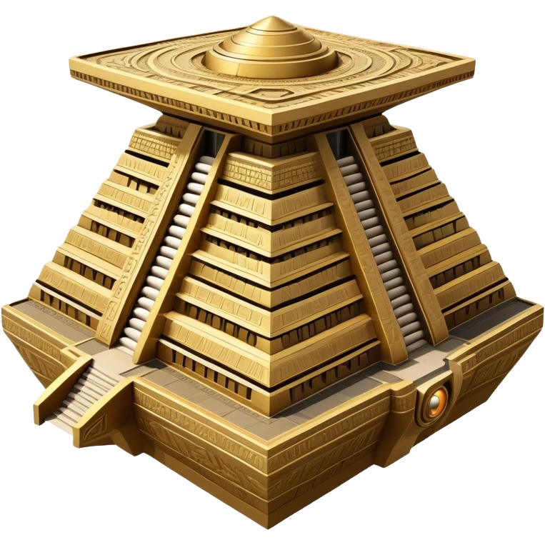 Annunaki spaceship, a massive floating ziggurat-like structure, blending ancient Sumerian aesthetics with high-tech propulsion systems emoji