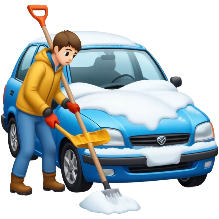 Shovelling out a car in the snow emoji
