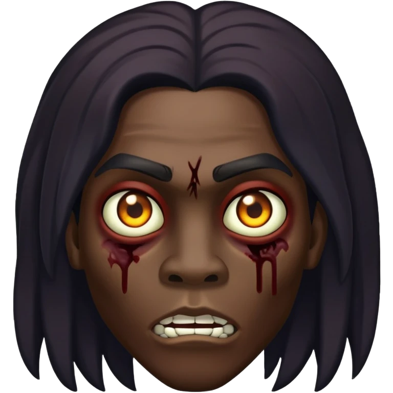 Zumbi cabelo longo escuro emoji