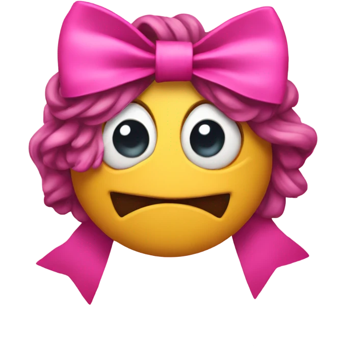a mad emoji with a pink bow and acting sassy emoji