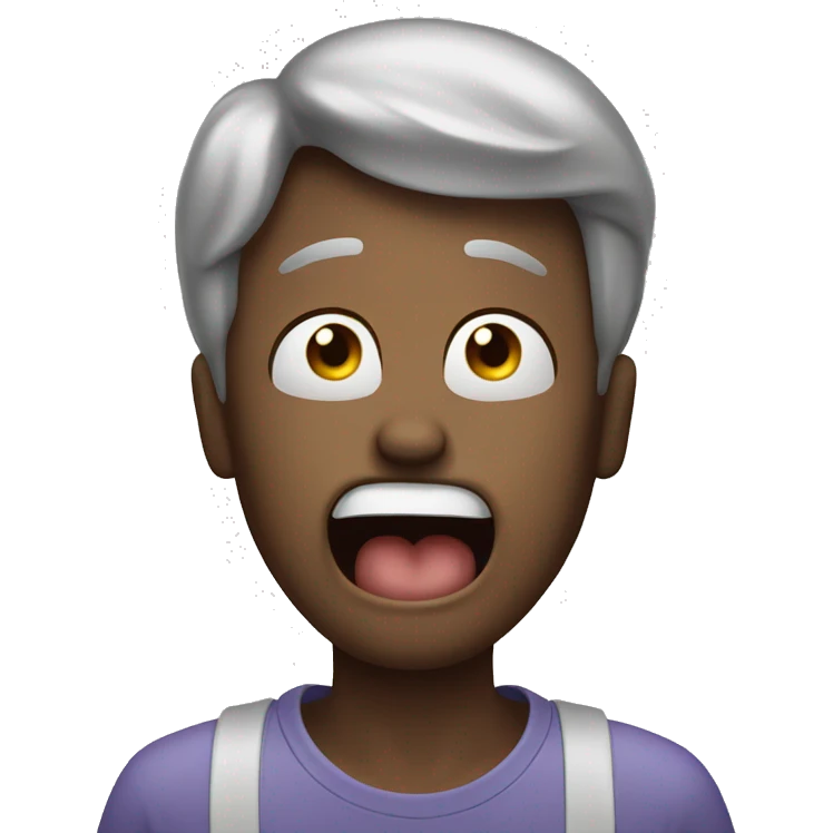 emoji with wide eyes, an open mouth, and hands near the throat, showing mild distress without being graphic. emoji
