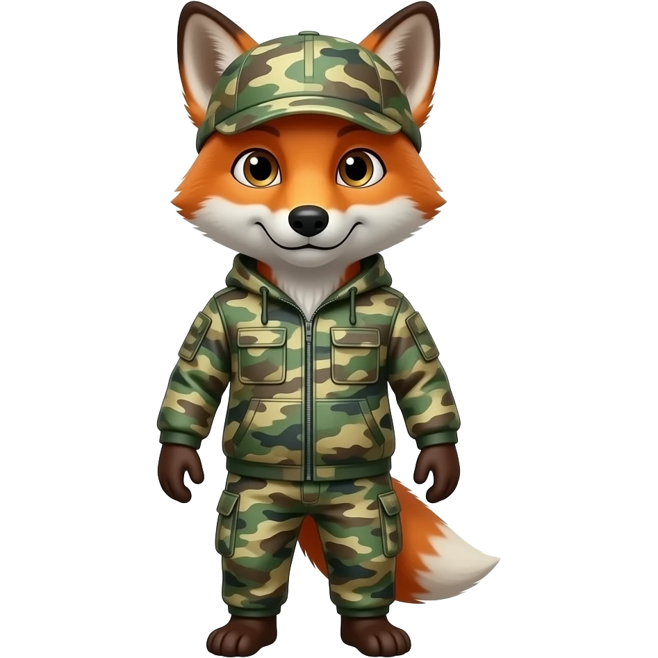 Fox wearing camouflage emoji