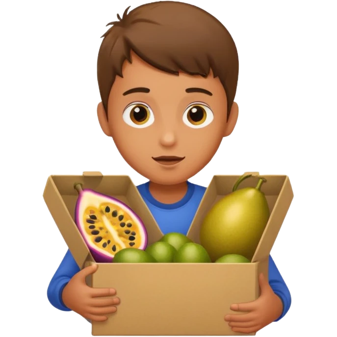 Boy with a box of passionfruit  emoji