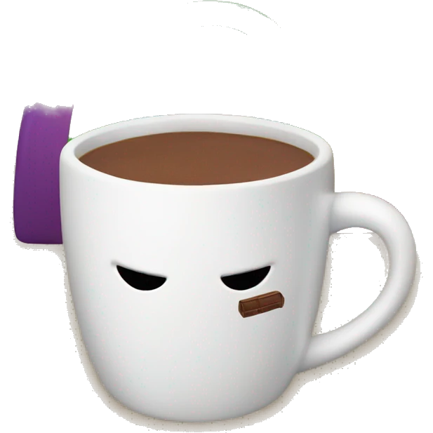 Rainbow coffee cup with hot coco and no face emoji