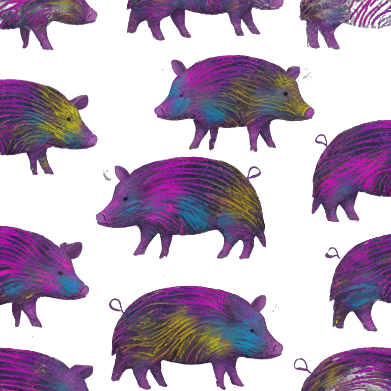 Neon Graffiti patterns on a black pig armadillo  emoji