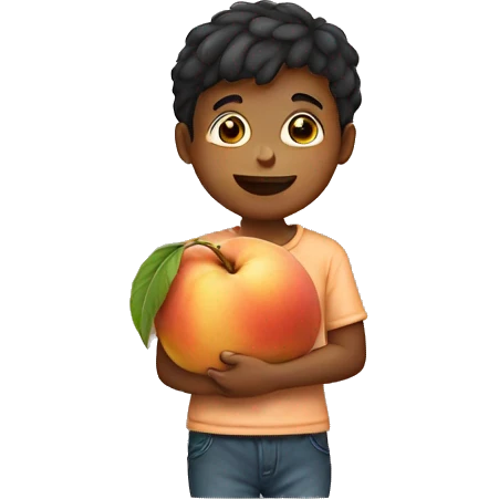 boy holding a peach emoji