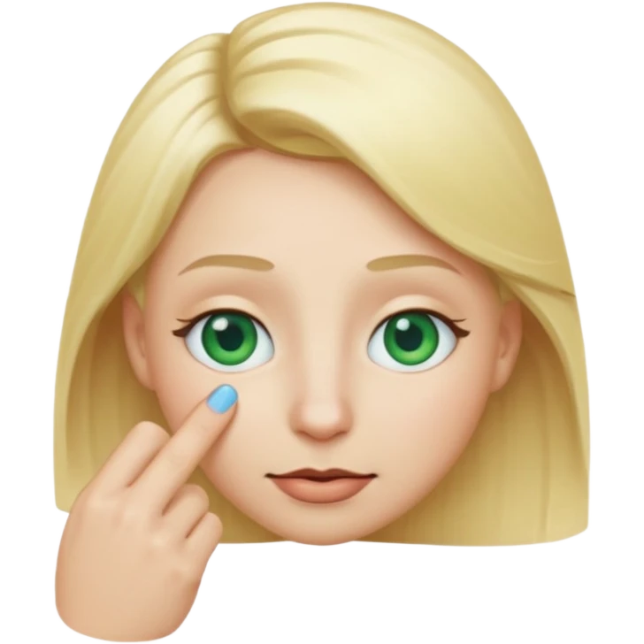 a emoji with two fingers in his nose, make him have a natural white skincolour and blonde hair, blue/green eyes, put the fingers in his nose emoji