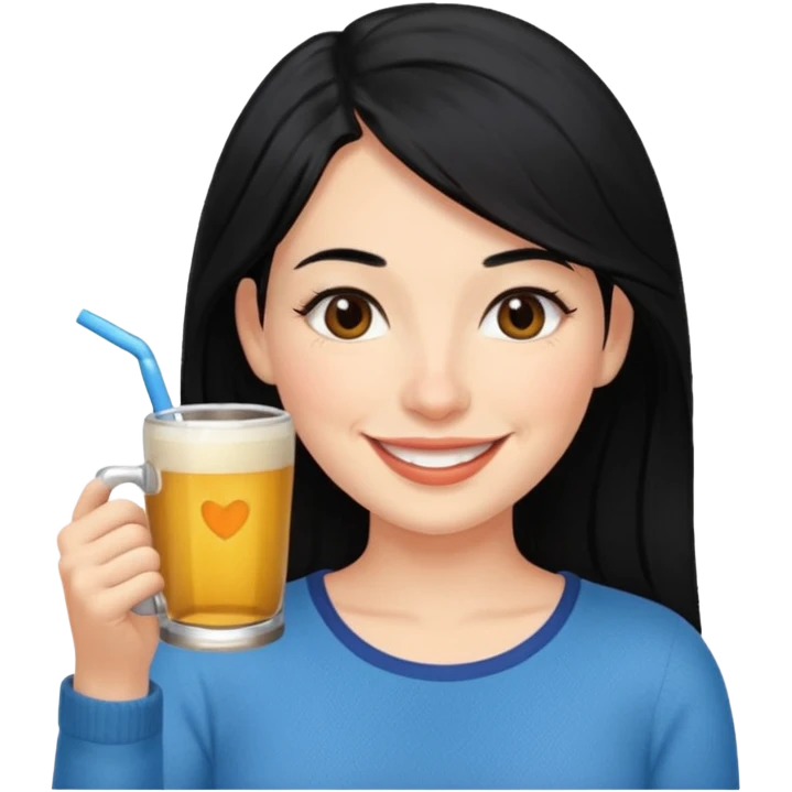 mujer de pelo negro tomando MATE argentino emoji