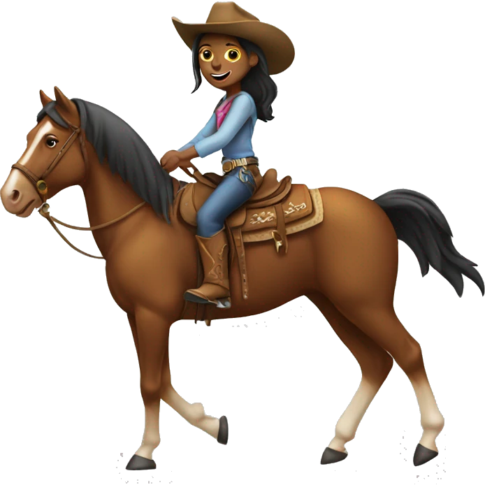 Girl with a cowboy hat riding a horse  emoji