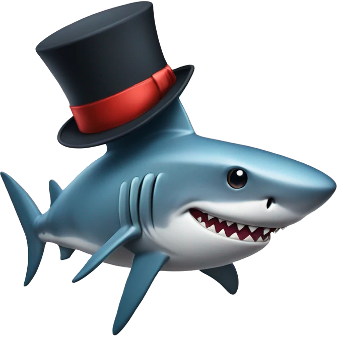 Shark with a top hat emoji