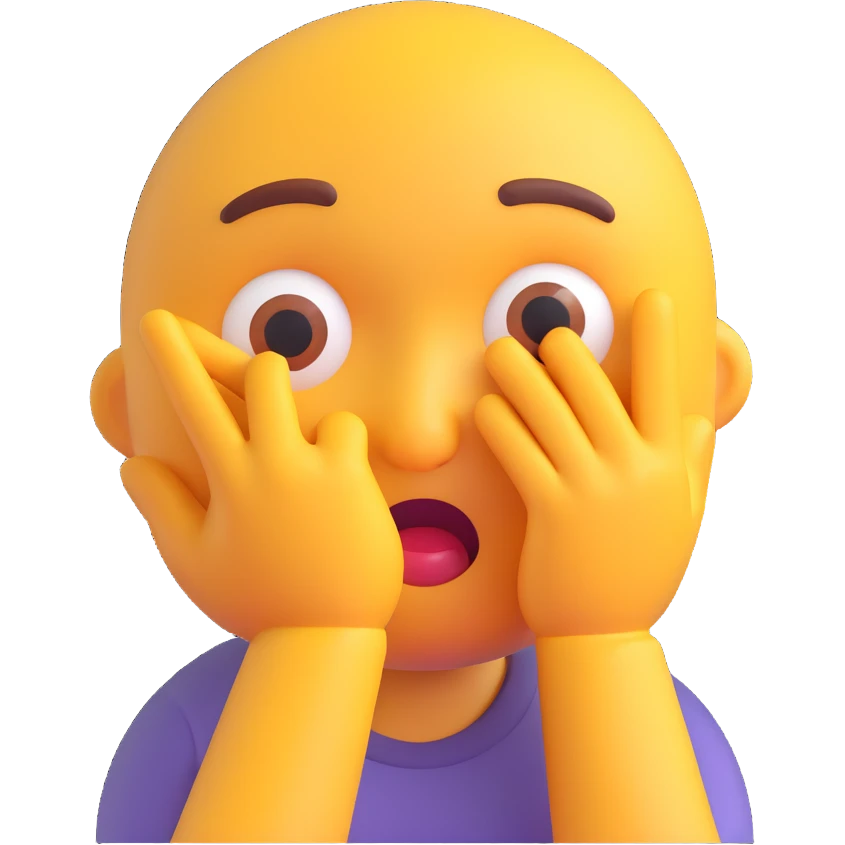 emoji character with a surprised expression, hand on cheek, as if saying 'whoa' emoji