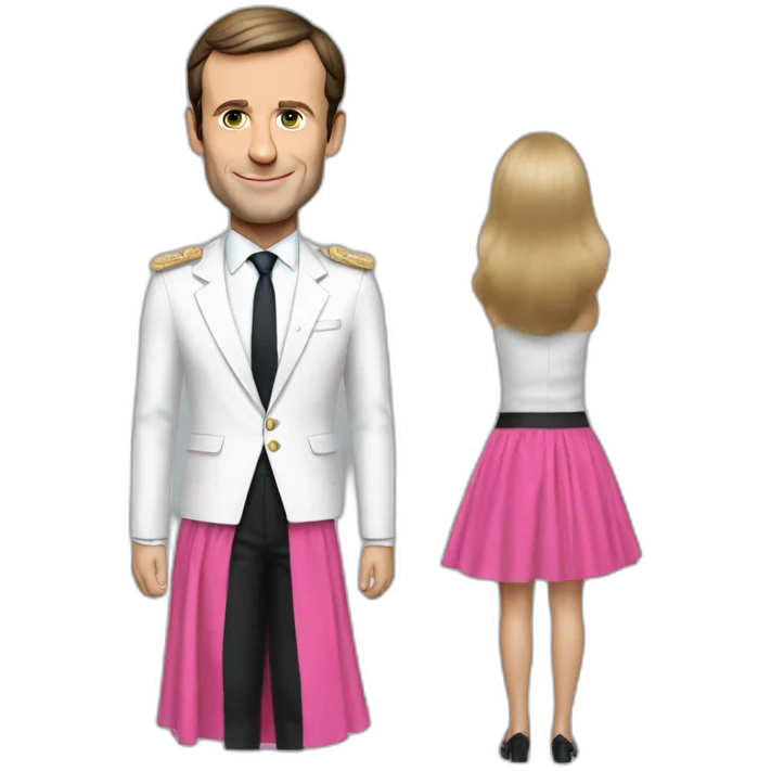 Emmanuel Macron with a pink skirt emoji
