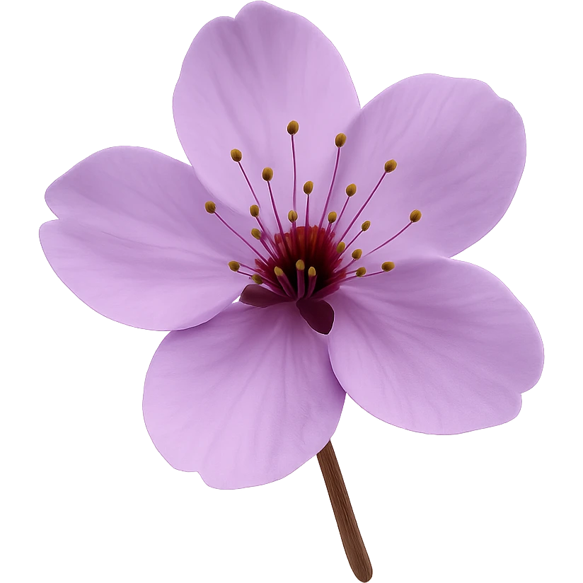 show one purple cherry blossom, remove background emoji