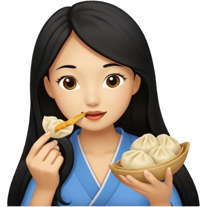 dumpling eat ginger woman long hair emoji