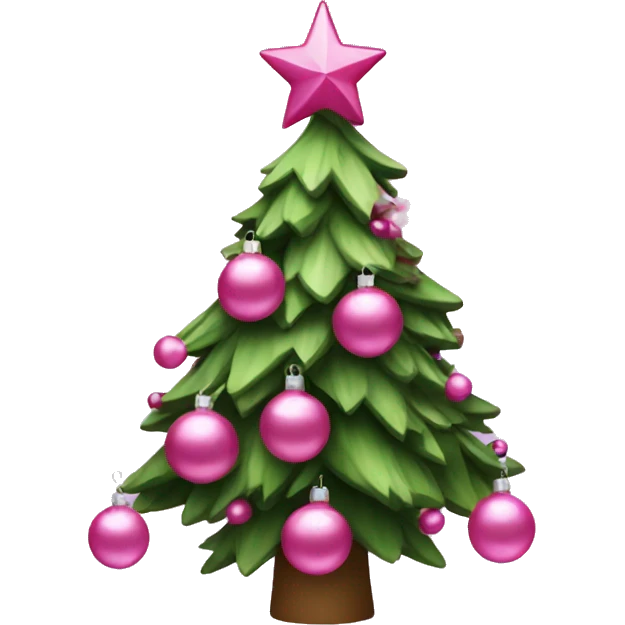 christmas tree with pink ornaments emoji