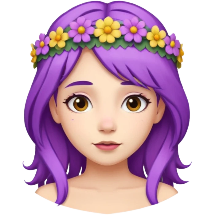 Princesses with Flower Crown in Purple Hair emoji