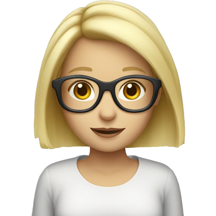 Blonde girl in glasses and with ipadf emoji