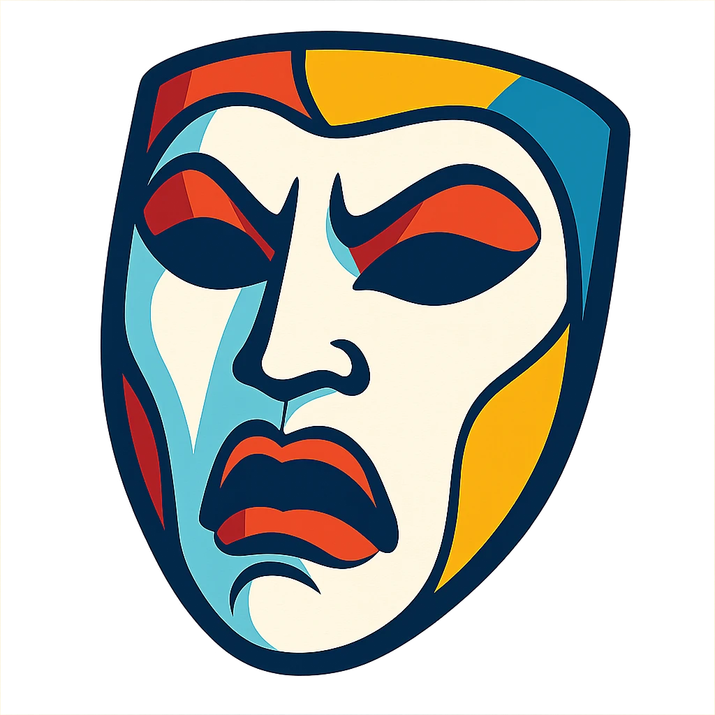 white mask, stylized and dramatic emoji