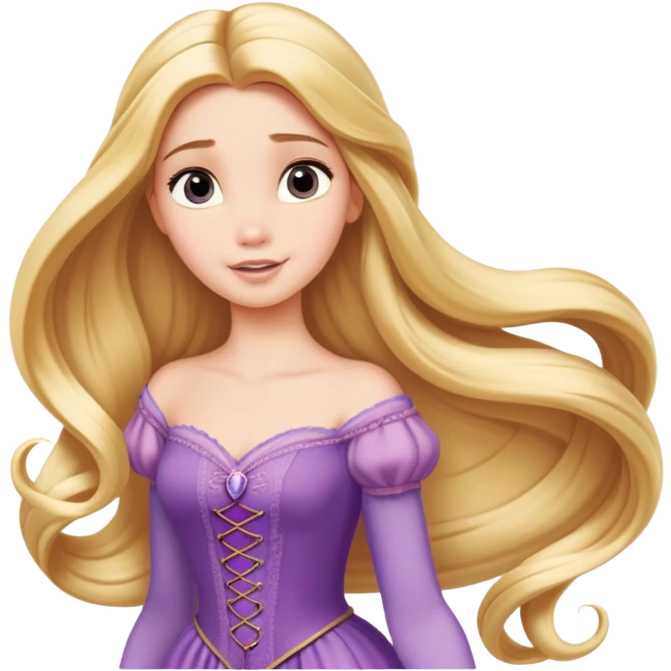 Disney Princess Rapunzel with extremely long flowing blonde hair emoji