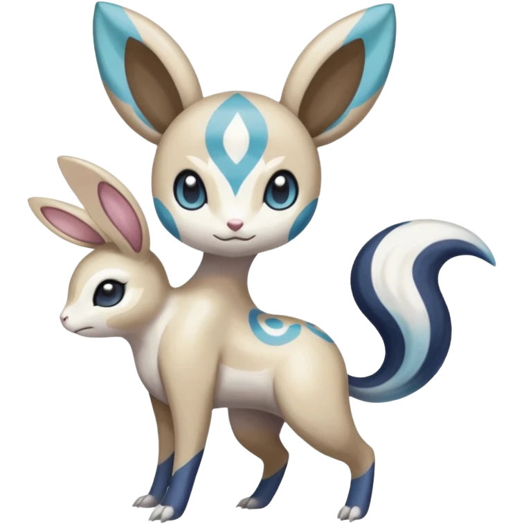 Colorful Skilled Adept Graceful Asian Painted Meloetta-Minccino-Absol-Emolga-Pachirisu-fusion-hybrid-creature (full body) emoji