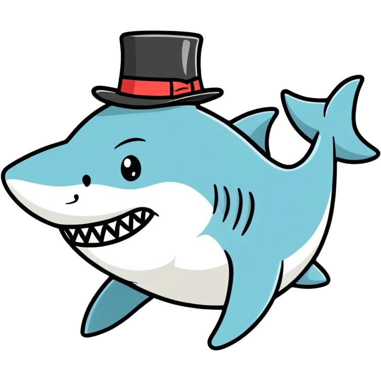 Shark with a top hat emoji