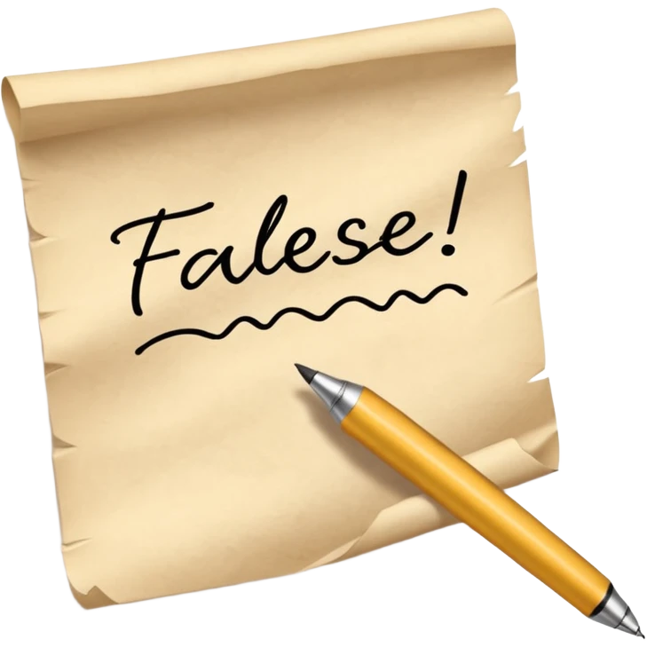 a hand writing 'false' on a piece of paper emoji