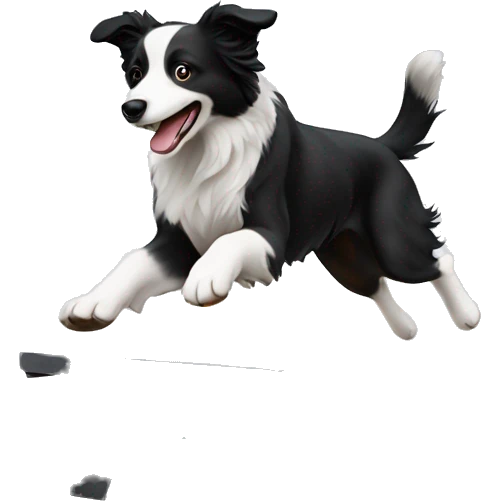 Anvil with border collie jumping over emoji