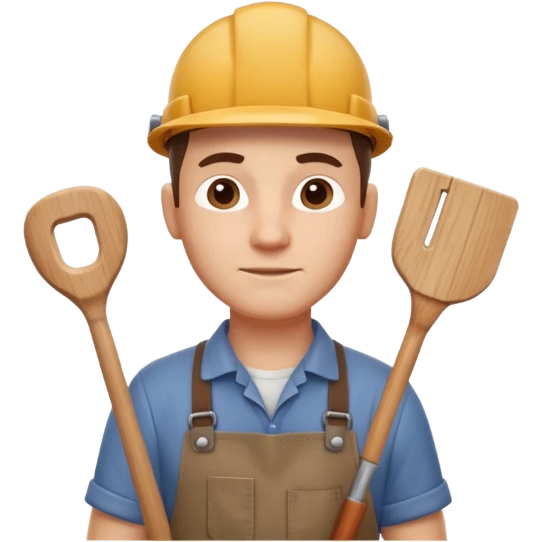 carpenter portrait, head and shoulders only, wearing work apron, wooden tools visible, focused friendly expression, workshop vibe, 3D cartoon, mobile game icon style, clean background, no text, no watermark
 emoji