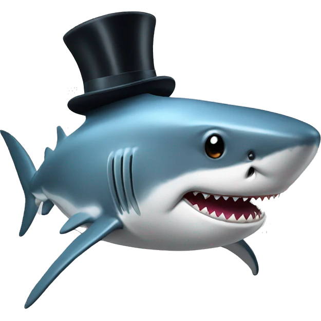 Shark with a top hat emoji
