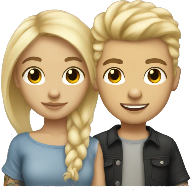 blonde girl and light-skinned boy with tattoos emoji