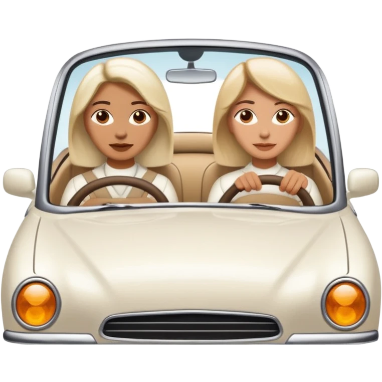 a man and a woman are driving in a white car emoji