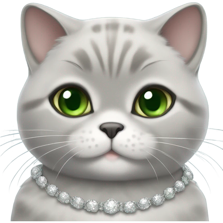a british shorthair silver chinchila with green eyes dressed in a princess gown emoji