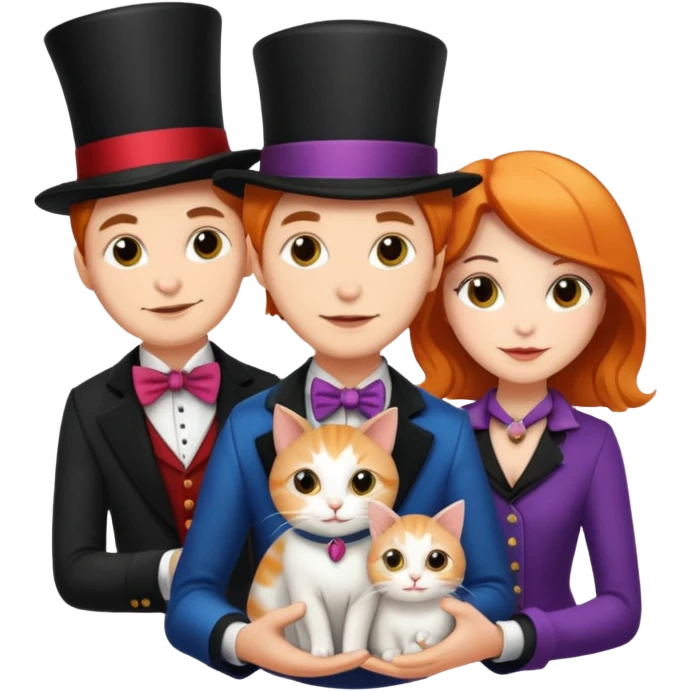 magician couple and their pet cat emoji