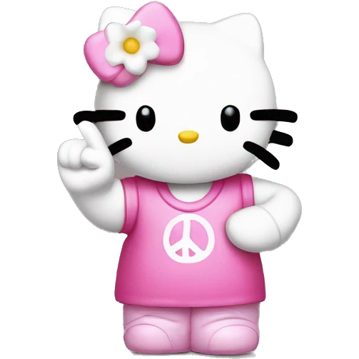 hello kitty doing the peace sign emoji