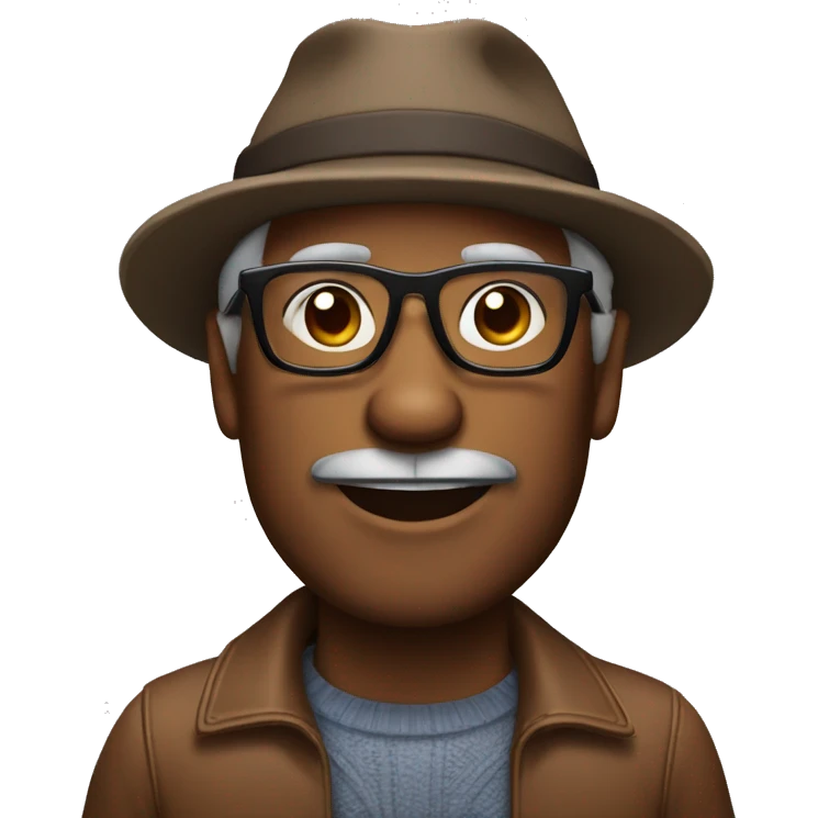 60 years brown skin man who wear glasses and Rudolf hat emoji