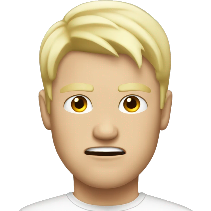 White blonde guy with short blonde hair is angry emoji