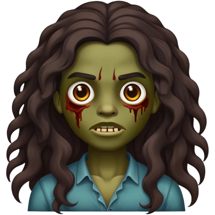 Zumbi cabelo longo escuro ondulado  emoji