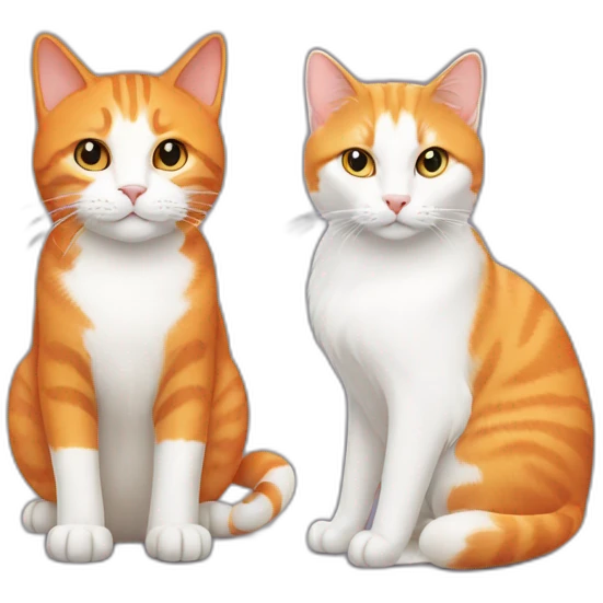 Orange cat and white cat emoji