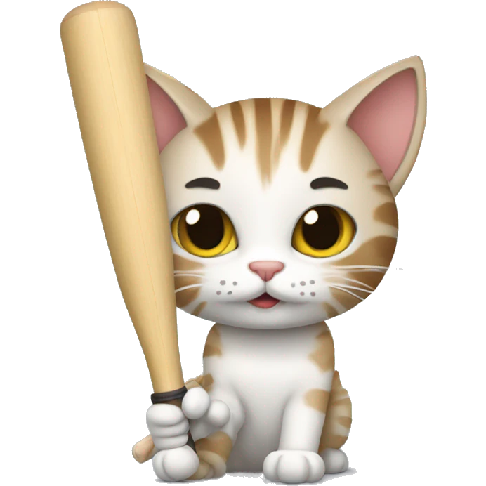 A cat with cricket bat  emoji