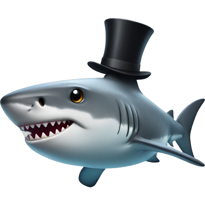 Shark with a top hat emoji