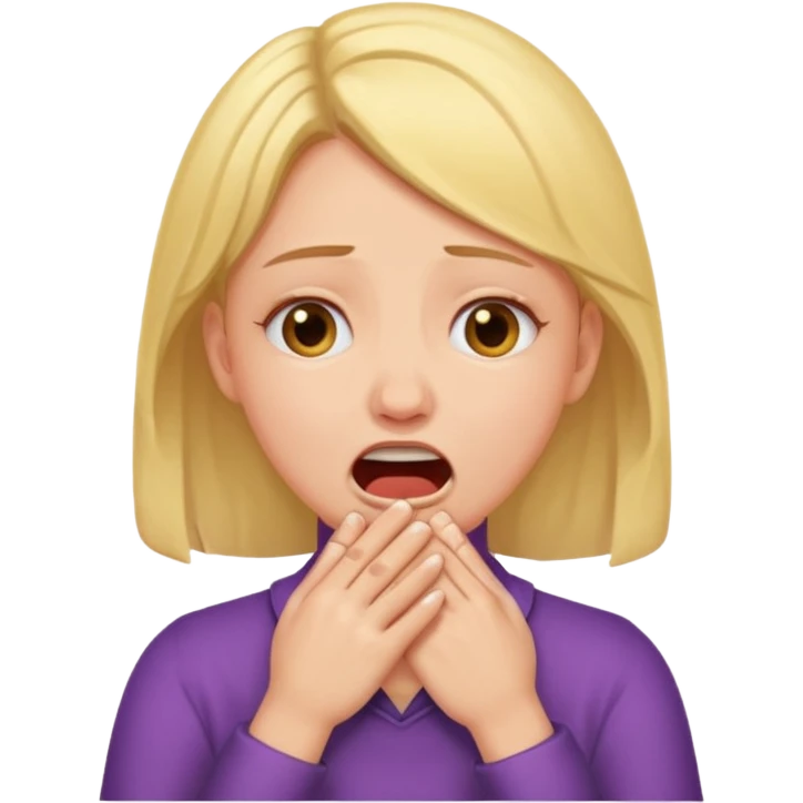 girl cringing with hands around throat emoji