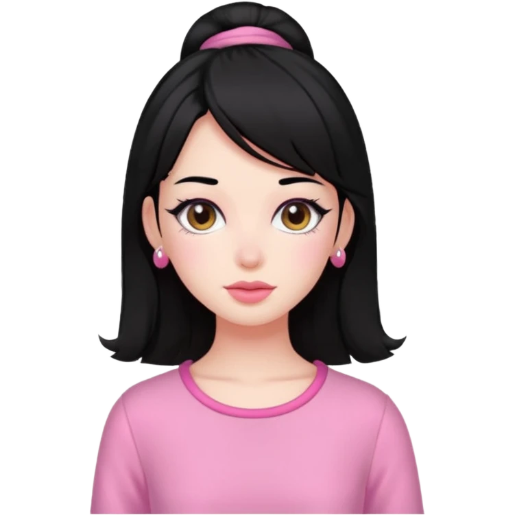 black hair pink clothes coquette vibes emoji