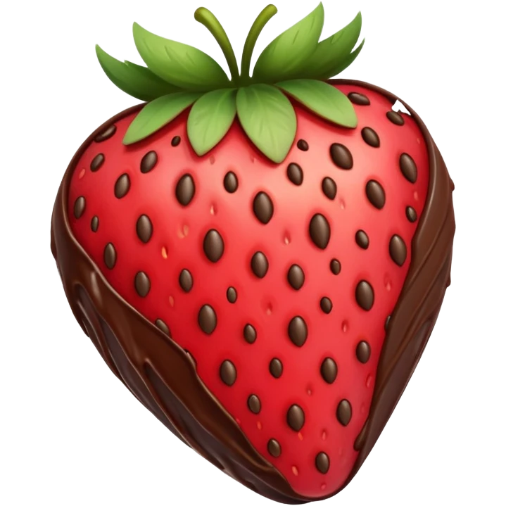 strawberry halfway covered in chocolate emoji