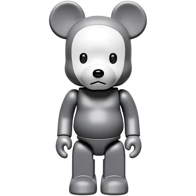 Bearbrick figure with KAWS style X eyes, simplified toy bear shape with articulated limbs emoji