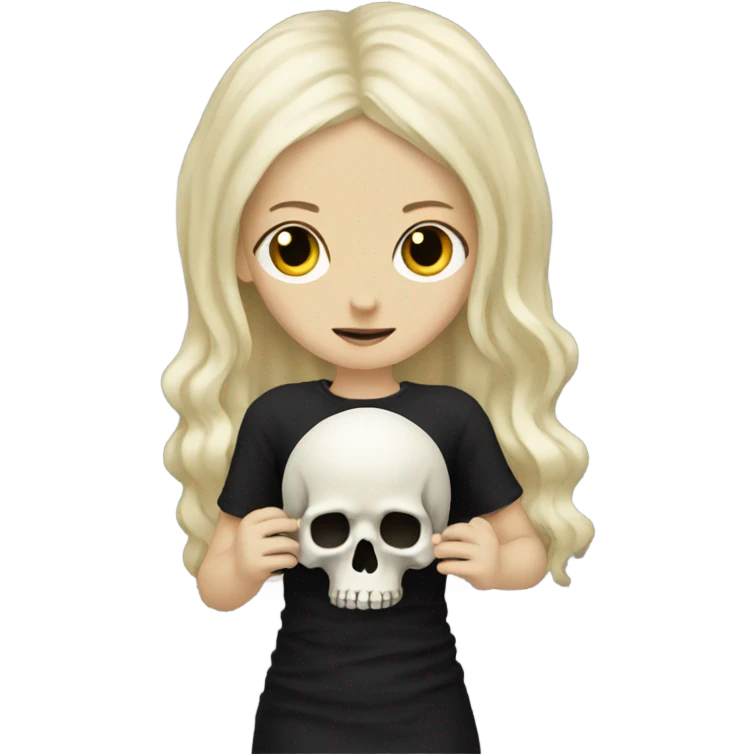 Blonde goth girl holding a skull emoji